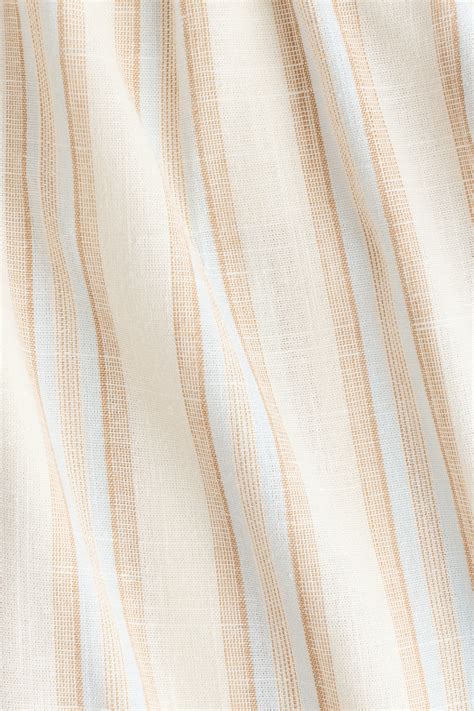 Women's White/Striped Wide linen-blend trousers | H&M IN