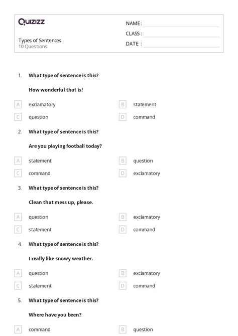 50+ Types of Sentences worksheets for 2nd Class on Quizizz | Free ...