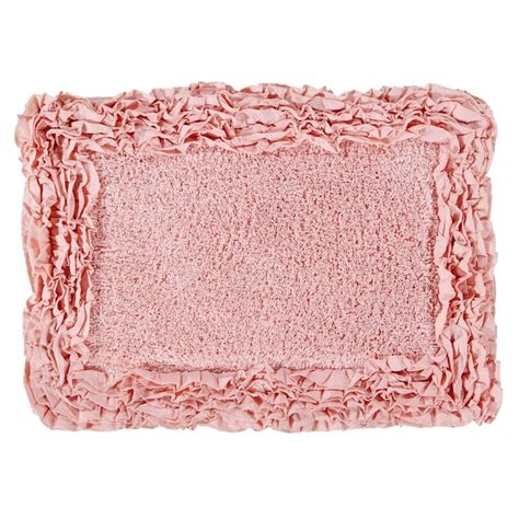 Better Trends Shaggy Border Bath Rug 24-in x 17-in Pink Cotton Bath Rug ...