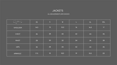 Size Chart For Jackets – worldofqona