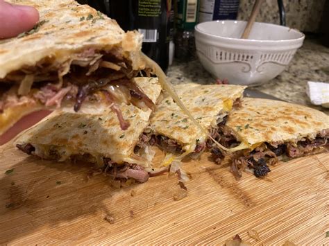 [homemade] smoked pulled pork quesadilla : r/food