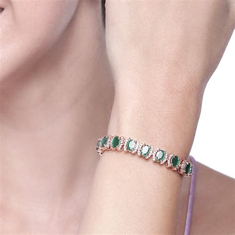 Buy Estele Rose Gold Plated CZ Fascinating Designer Bracelet with Green ...