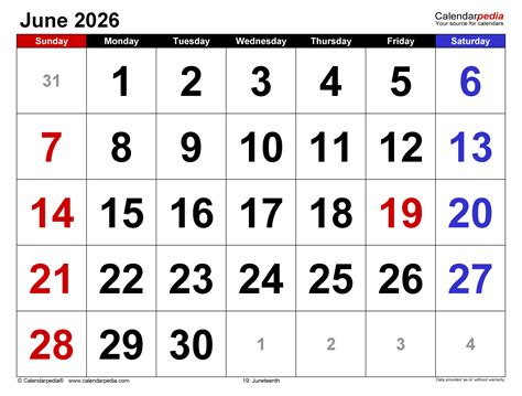 June 2026 June 2026 Calendar - Free Printable Templates