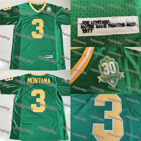 2019 #3 Joe Montana Jerseys Notre Dame Fighting Irish Joe Montana 100% ...