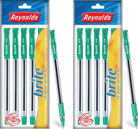 Reynolds BRITE 5 PEN BAG - PACK OF 2 | GREEN I Lightweight Ball Pen ...