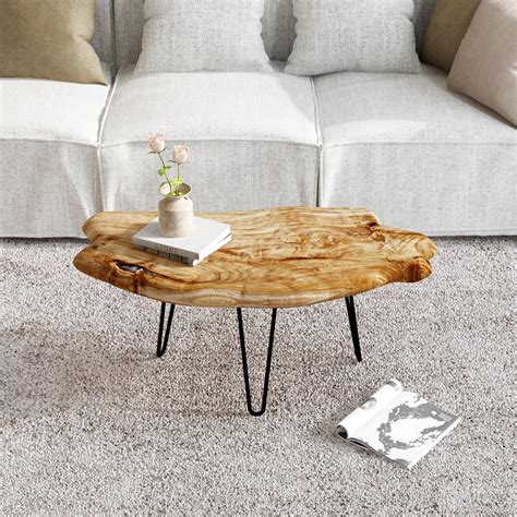 Amazon.com: WELLAND Live Edge Cedar Wood Coffee Table Metal Hairpin ...