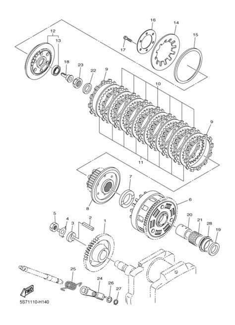 Сцепление для Yamaha XVS950, год: 2009. OEM запчасти - Мегазип (регион ...