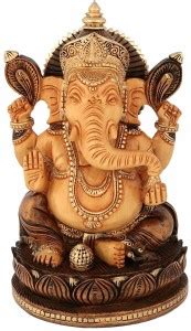 CraftVatika Ganesh Idol Wooden Showpiece | Ganesh Statue | Ganesh Ji Ki ...