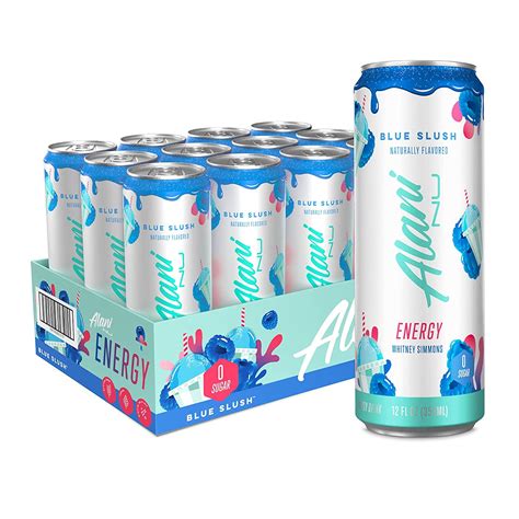 Alani Nu Blue Slush Energy Drink 12 oz Cans Pack of 12 with 200mg ...