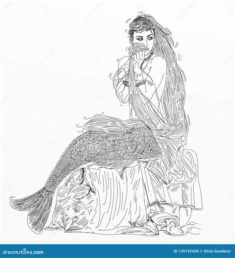 Mermaid on rock stock photo. Image of tail, surreal - 139192458