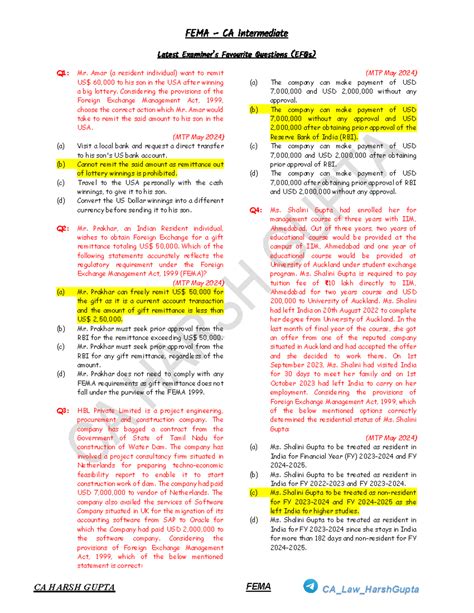 CA Intermediate FEMA EFQs and Recent Case Studies - MTP May 2024 - Studocu