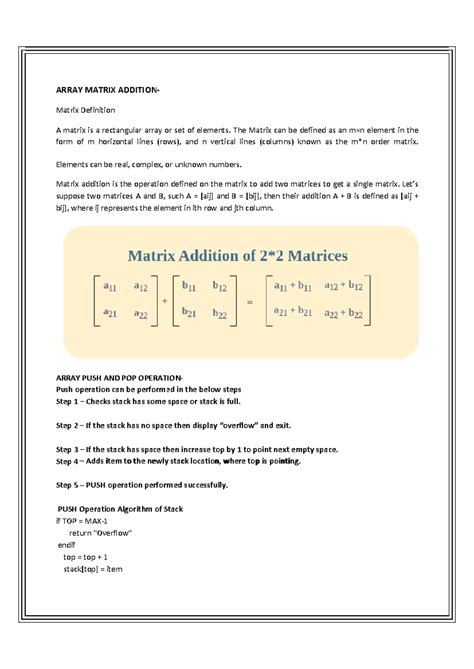 DSA - simply uploading - ARRAY MATRIX ADDITION- Matrix Definition A ...