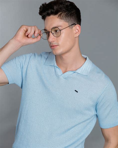 Identiti Blue Half Sleeve Solid Slim Fit Cotton Casual Polo T-Shirt Fo