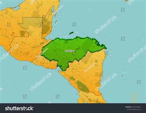 Honduras Map Showing Country Highlighted Green Stock Illustration 1962233041 | Shutterstock