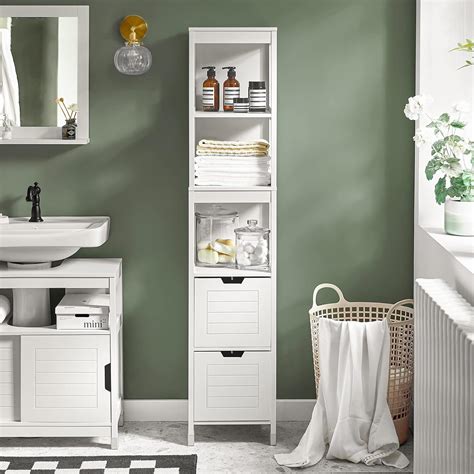 Buy Haotian FRG126-W, White Floor Standing Tall Bathroom Storage ...
