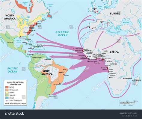 World Map Slave Trade Transatlantic Slave Trade Routes, 16th 19th
