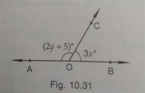1. In Fig. 10.31, OA and OB are opposite rays: (i) If x = 25°, what is ...
