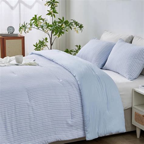 Amazon.com: ENCOFT Light Blue Twin Comforter Set, 3 Piece Soft ...