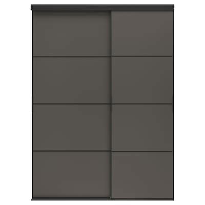 SKYTTA / MEHAMN sliding door combination, black/double sided dark grey ...