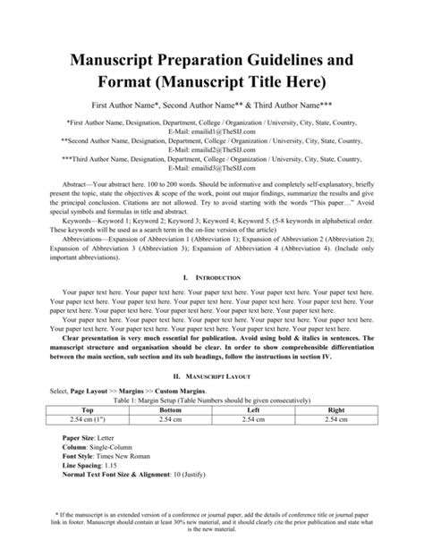 Image result for Standard Manuscript Format