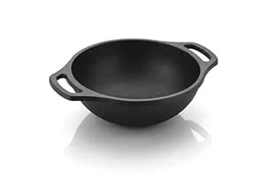 ROSTON Cast Iron Kadai Pre Seasoned Kadhai Wok 20 cm Cast Iron Cookware ...