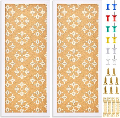 Sintuff 2 Pcs Framed Bulletin Board Long Decorative Cork Board for ...