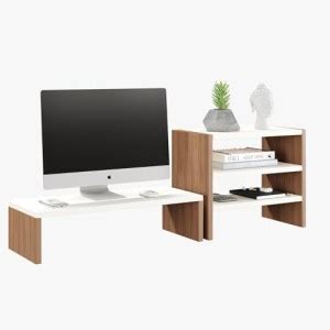 FURNEASER Densi Wooden Monitor Stand Organizer Desktop Monitor Riser ...