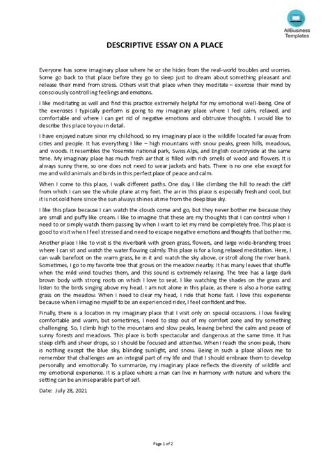 Describing Essay Example 的图像结果