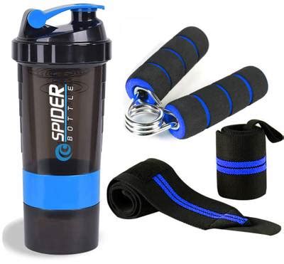 TRUE INDIAN Gym Shaker 500ml With Wrist Band & Mini Hand Gripper For ...