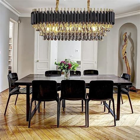 ORAB Brontes 600x300 MM Gold Black Crystal Pendant Chandelier Ceiling ...