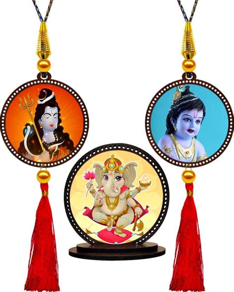 ClassiGiftz Shiva & Krishna Car Hanging & Ganesha Car Dashboard Idol ...