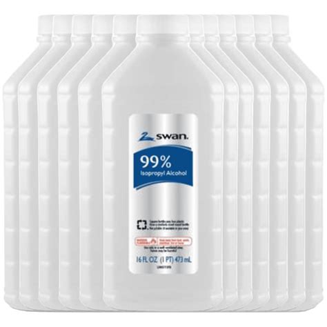 Swan Wellness Isopropyl Rubbing 99% Alcohol 16 Oz. (12 PACK WHOLESALE ...
