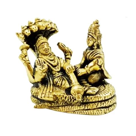 Small Superfine Lakshmi Narayana Brass Statue Seated on Sheshnag ...