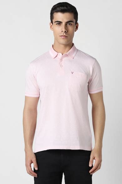 Buy Men Pink Print Polo Neck T-shirt Online - 39623929 | Van Heusen