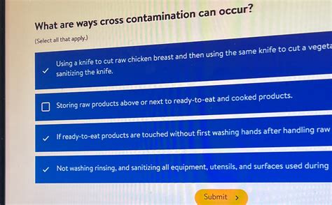 Solved What are ways cross contamination can occur?(Select | Chegg.com