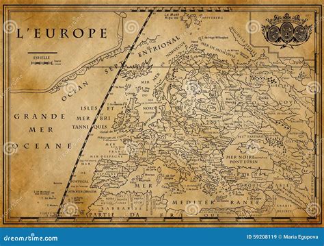 Old European Map on Old Paper Stock Image - Image of spain, antique: 59208119