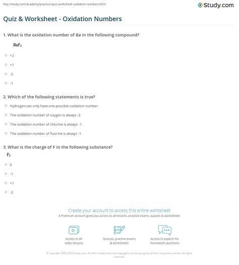 Solved Oxidation Numbers Worksheet Rules for Assigning | Chegg.com ...