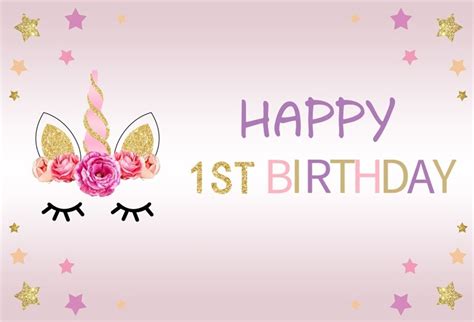 AOFOTO 10x7ft Cartoon Unicorn Background Baby Girl Happy 1st Birthday ...