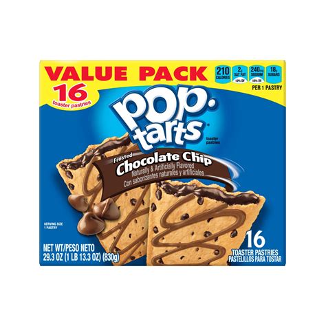 Pop-Tarts Frosted Chocolate Chip Toaster Pastries, Ready-to-Eat, 16 ...