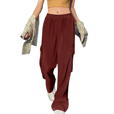 TRUBKH Corduroy Pants Women Straight Leg Pants Women Wide Leg Sweat ...