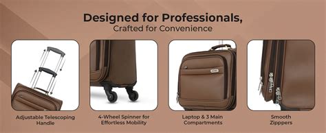 Buy NOVEX PU Brown Laptop Trolley Bag | 42cm Lightweight Cabin Luggage ...