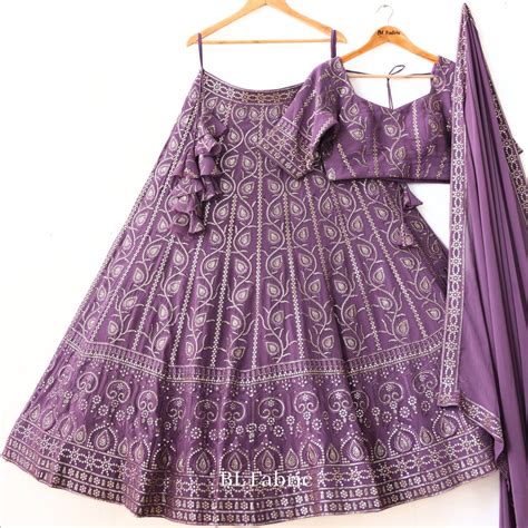 Rosy Purple color Sequence & Thread work Designer Wedding Lehenga Chol ...