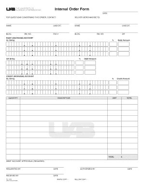 Uab Printing Services Internal Order Form - Fill and Sign Printable ...