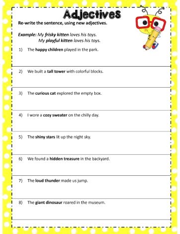 Image result for TES Adjectives Worksheet