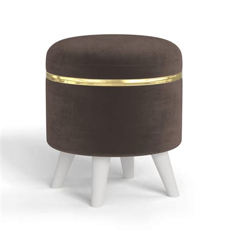 Noah Round Engineered Wood Multipurpose Ottoman Pouffes Stool/Sitting ...