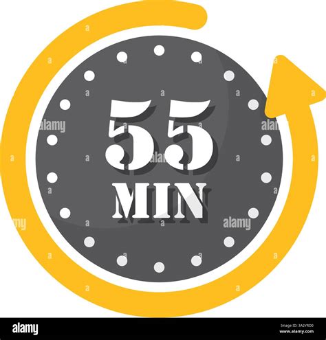 55 minutes on stopwatch icon in flat style. Clock face timer vector ...