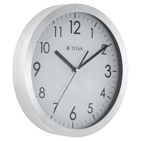 Buy Online Titan Metallic White Wall Clock with Brushed Case - 30 cm x ...