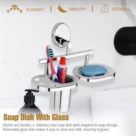 Oval Shape Stainless Steel Soap Holder with Toothbrush Holder – Gloxy