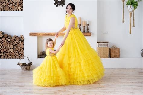 Mother Daughter Matching Dress, Yellow Mother Daughter Dresses for ...