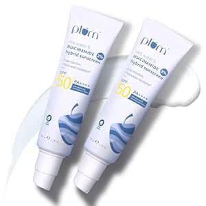 Plum All Skin Sunscreen - SPF 50 PA++++ 2% Niacinamide & Rice Water ...